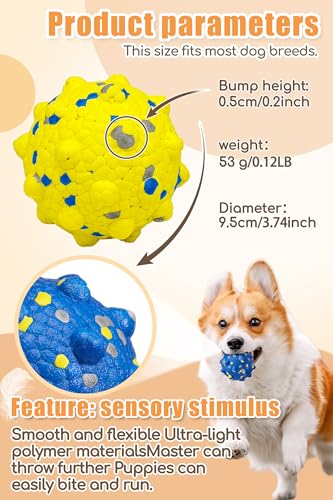 3.7'' Dog Balls for Dogs Aggressive Chewers Indestructible Tennis Durable Bouncy Interactive Dog Toy Balls for Fetch Game Floating Balls (Yellow-Large)