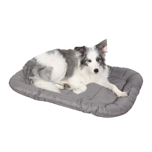 Durable Dog Bed Tough and Tear Proof Dog Crate Bed with Heavy (Gray / L(35"x21"x3"))