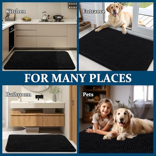 Dog Door Mat for Muddy Paws 47x24 (Black / 47" X 24")