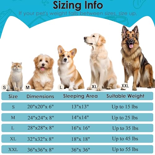 Dog Beds Large Sized Dog and Cats (Light Blue / 32.0"L x 32.0"W x 8.0"Th)