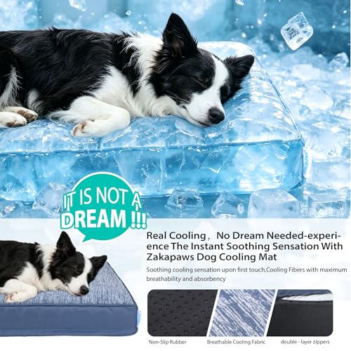 Cooling Dog Bed for X Large Dogs (Wander Blue / 41"L x 27"W x 3"H)