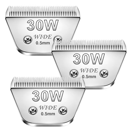 3Pack 30W Wide Blade Pet Grooming Clipper Blades (Silver/30W-3Pack)