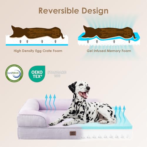 Orthopedic Dog Beds Large Sized Dog (Lilac / 35.0"l X 22.0"w X 6.5"th)