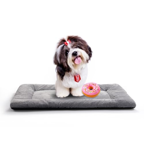 Dog Crate Pad Washable Dog Bed for Crate Small Cozy Mat 24 (24.0"L x 18.0"W x 1.0"Th / gray)