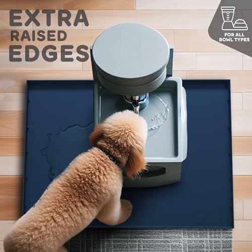 32x24x1” XL Dog Food Mat (32"L x 24"W / Navy)