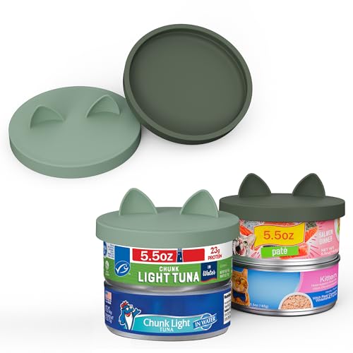Silicone Pet Food Can Lids (3.3in/85mm(5.3-5.5oz) / Camo Green+Light Green)