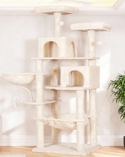 Cat Tree 70 inches Tall Cat Tower for Indoor Large Cats HCT032M (Beige / 70.08 inch)