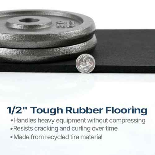 Traxxon by FlooringInc Rubber Gym Flooring Roll (Black / 180"L x 48"W x 0.5"Th)