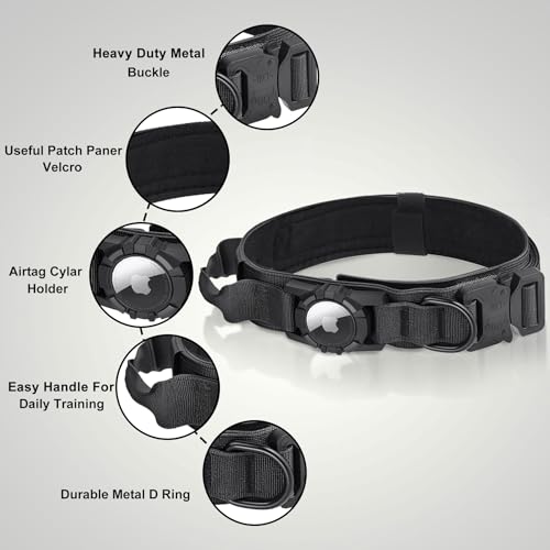 Upgraded Airtag Dog Collar Waterproof (L(16.5"-20.5") / Black)