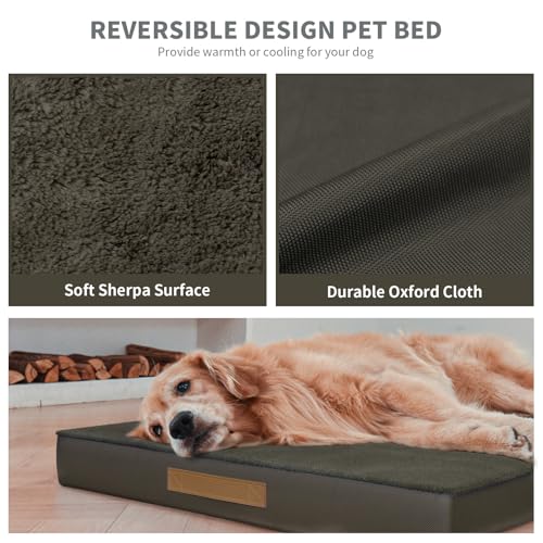 Outdoor Waterproof Orthopedic Dog Bed for Medium Size Dogs (Coffee / 35.0"L x 22.0"W x 3.0"Th)