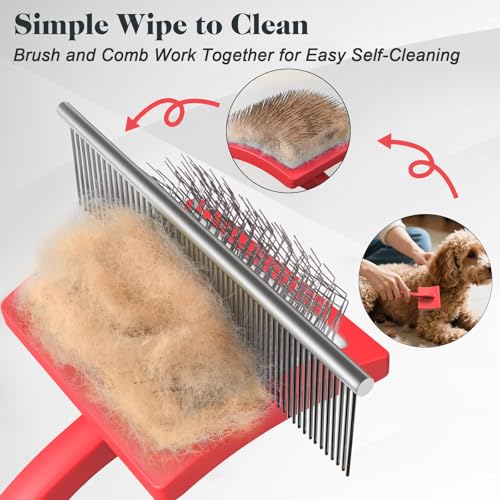 2PCS Slicker Brush for Dogs & Pet Comb