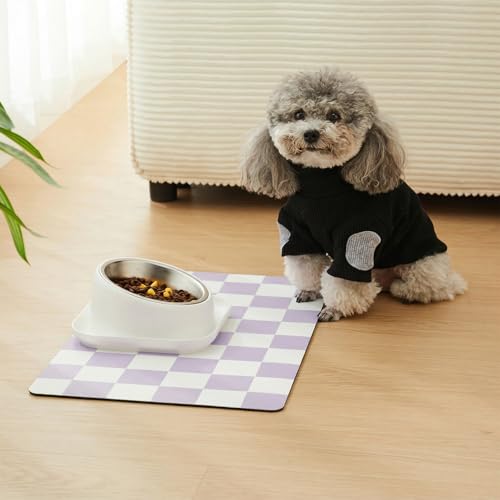 Checkered Dog Feeding Mat (19"L x 12"W / Purple)