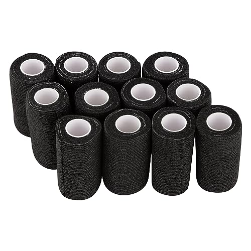 12 Rolls Self Adhesive Bandage Wrap (Black)