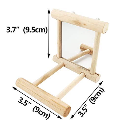 Bird Mirror with Swing and Perch for Parakeets Cockatiels Lovebirds Finches (3.7 x3.5x3.5 inch)