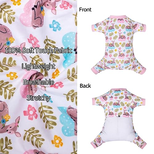 Small Dogs Outfit Soft Puppy Onesies Pjs Dog Pajamas Pet Coat Cat Apparel Comfy Doggie Jumpsuit Bodysuit for All Seasons (Deer / Medium)