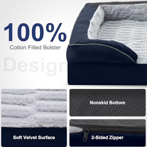 Orthopedic Supportive Large Dog Bed (42.0''l x 32.0''w x 6.5''th / Blue)