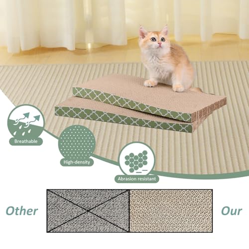 Cat Scratcher Cardboard Scratching Pads Scratch with Catnip 2PCS Reversible Corrugated Cardboard (M-2PCS)