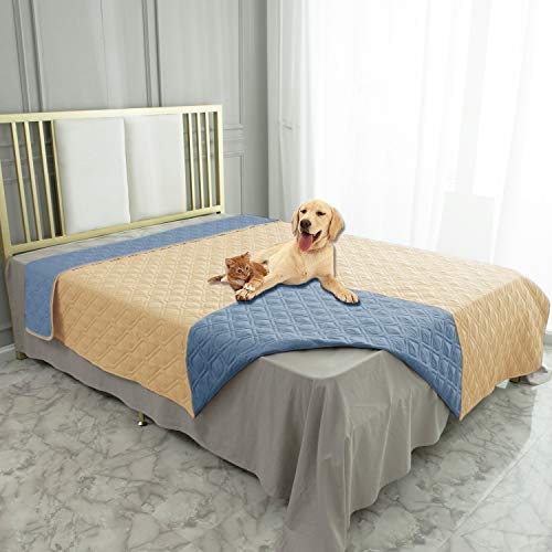 Waterproof Dog Bed Cover Pet Blanket for Furniture Bed Couch Sofa Reversible (68x82 Inch (Pack of 1) / Sand+stoneblue)