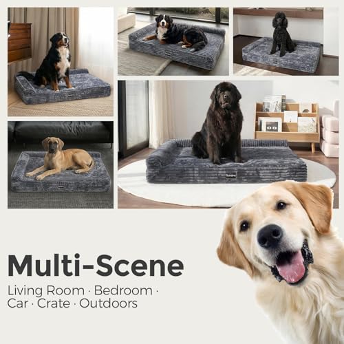Orthopedic Dog Bed for Large Dogs (Corduroy Cover Grey / XX-Large)