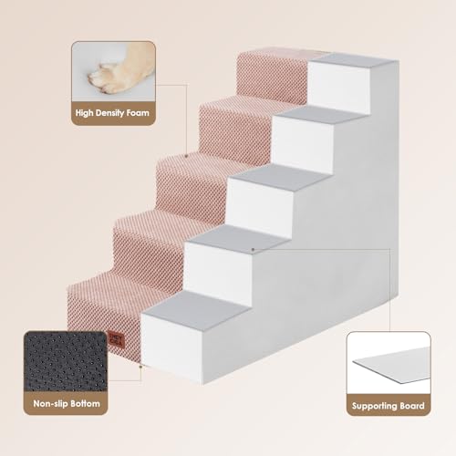 Dog Stairs for High Bed 22.5" H (Pink / Standard 15.7" x 30" x 22.5")