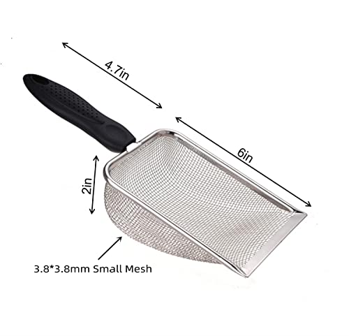 Cat Litter Scoop Stainless Steel Mesh Scooper Long Handle Deep Shovel Non