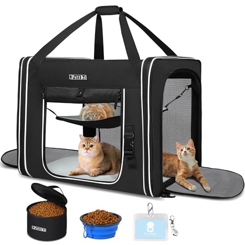 Combinable Pet Car Travel Carrier for a Large Cat (18.0"L x 17.0"W x 17.0"H / Black-1)