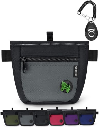 2 Cup Dog Treat Pouch with Training Clicker (C-Black/Gray)
