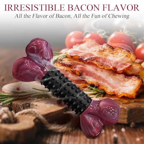 Tough Dog Toys for Aggressive Chewers (1 PC-Bacon-Black)
