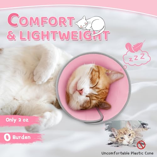 Cat Cone Collar Soft to Stop Licking (Solid Pink / M)