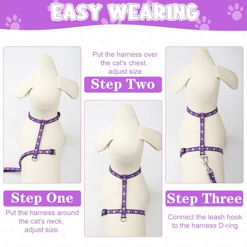 2 Pack Cat Harness and Leash with Collar Set (Multicolor)