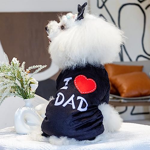 Dog Halloween Pajamas Puppy Onesies Small Dogs Soft Pjs Coat Cat Apparel Comfy Pet Christmas Clothes Outfit Doggie Bodysuit (Large / I love DAD)