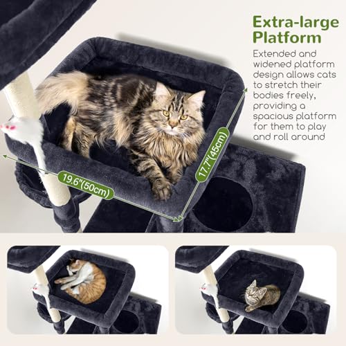 Extra Large Cat Tower for Big Cats 20 lbs (81 inch / Dark Grey)
