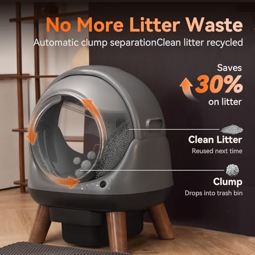 Self Cleaning Litter Box for Multiple Cats (Grey)