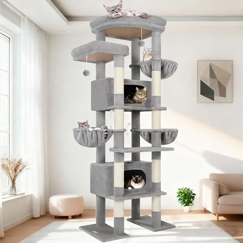 84 Inch Cat Tree for Large Cats (Light Gray)