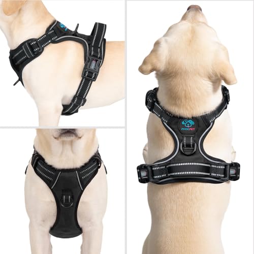 Reflective Dog Harness No Pull Large Breed Vest (Large / Black)