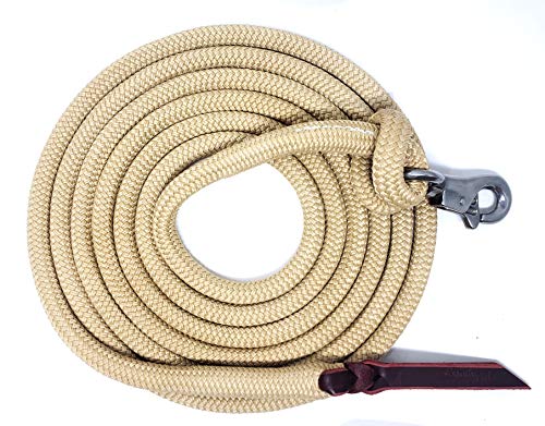 Double Braid Polyester Yacht Horse Lead Rope with Loop 12ft. or 14ft. Lengths (Beige / 14 ft.)