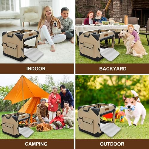 Soft Dog Crate for Small Dogs (Beige / 26.0"L x 18.0"W x 18.0"H)