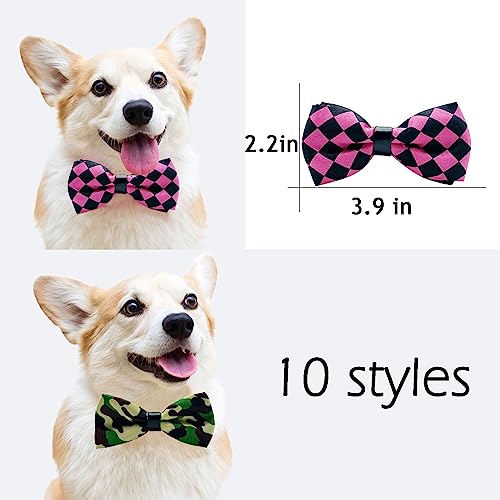 10 PCS Dogs Collar Elastic Attachment Bow Ties for Small Medium Large Pet (Medium)