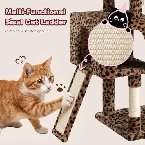 82 inch Cat Tree Tower (Leopard Print)