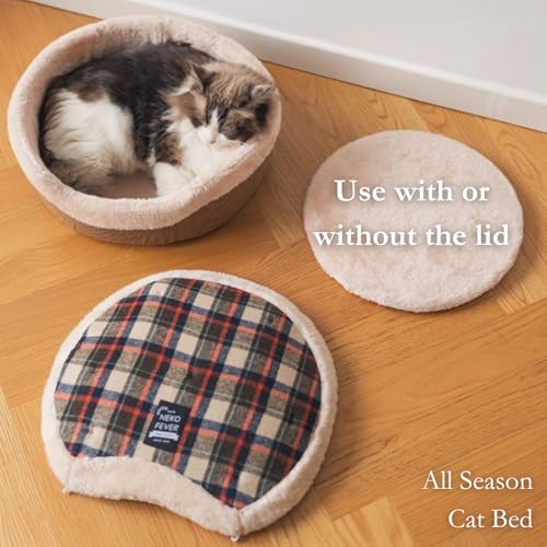 Cat Bed Cave Enclosed Hideaway with Detachable Lid for Kitten (Brown)