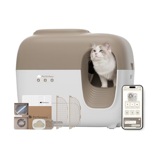 Self Cleaning Automatic Cat Litter Box with Odor Control TiO2 System (Brown)