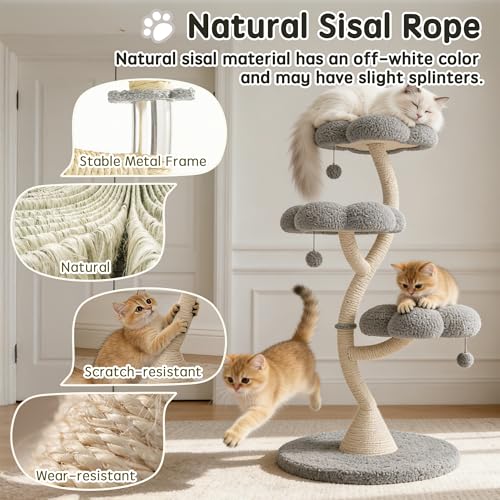 48" Flower Cat Tree (Gray-3 Tiers)