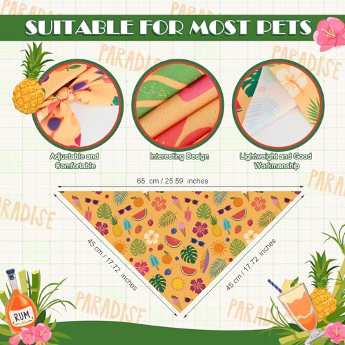 50 Pcs Summer Hawaiian Dog Bandanas Bulk Tropical Flower Pattern (25.6 x 17.7 x 17.7 Inch / Summer)