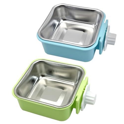 Crate Dog Bowl (2 PCS / Small Square (Blue, Green))