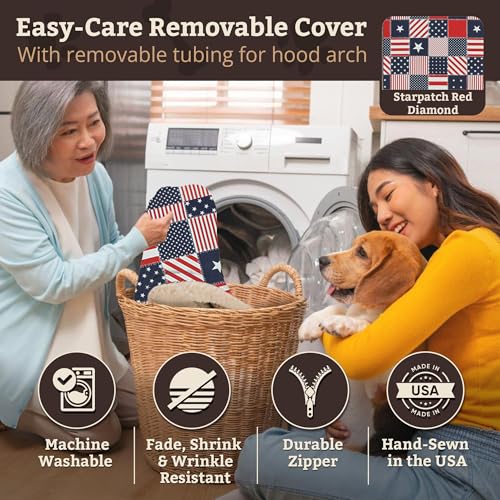 Cozy Cave Dog Bed (45.0"L x 45.0"W x 8.0"Th / Starpatch Red Diamond)