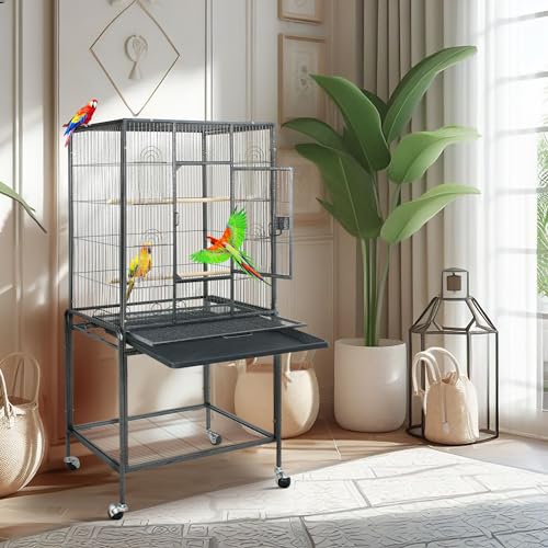 53 Inch Parakeet Bird Cage (Black + Silver)