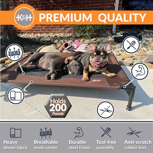 K&H Outdoor Elevated Dog Bed for Small & Medium Pets (Chocolate/Black Mesh / Medium 32"L x 25"W)
