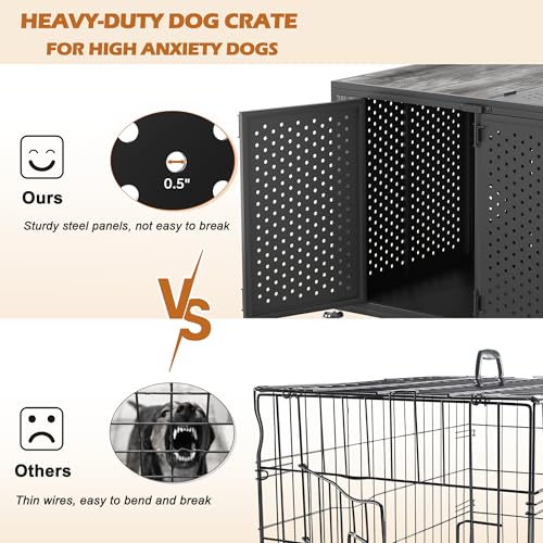 42" Heavy Duty Dog Crate Furniture for High Anxiety Dogs (Black and Gray / 42 inch)