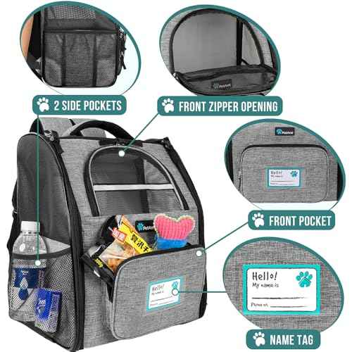 Dog Backpack Carrier Airline Approved Cat Pet Puppy Bag (Heather Gray)