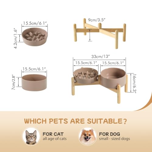 Elevated Slow Feeder Dog Bowls (Brown Coffee)